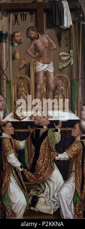 " La Messa di San Gregorio", 1485-1510, olio su pannello, 77 x 34 cm. Autore: Maestro de la Leyenda de Santa Catalina (fl. c. 1470-c. 1500). Posizione: CATEDRAL-capilla real-interno, Granada, Spagna. Foto Stock
