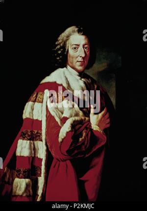 Scuola di inglese. William Pitt, 1° Conte di Chatham (1708-1778). Il XVIII secolo. Londra, galleria del ritratto. Autore: Richard Brompton (c. 1734-1782). Posizione: National Portrait Gallery di Londra, Inghilterra. Foto Stock