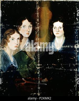 Charlotte (1816-1855), Emily (1818-1848) et Anne (1820-1849) Brontë. Romanzieri inglese. Londra, National Portrait Gallery. Autore: Branwell Brontë (1817-1848). Posizione: National Portrait Gallery di Londra. Foto Stock