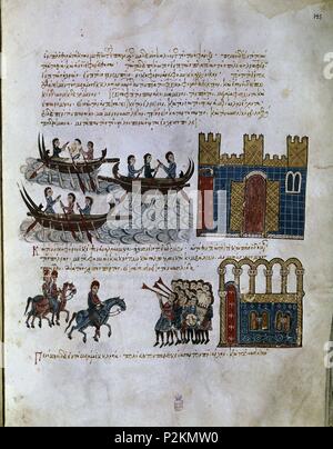 HISTORIA MATRITENSIS F 145- HISTORIA DE LOS EMPERADORES BIZANTINOS desde el año 811 al 1057. Autore: John Skylitzes (XI sec.). Posizione: Biblioteca Nacional-COLECCION, MADRID, Spagna. Foto Stock