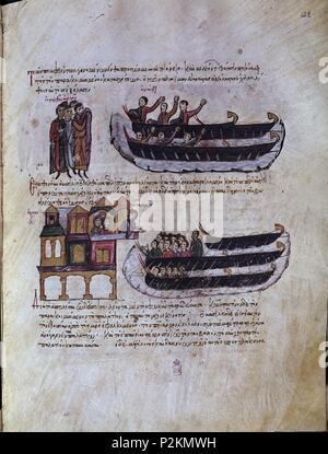 HISTORIA MATRITENSIS FOL 124- HISTORIA DE LOS EMPERADORES BIZANTINOS desde el año 811 al 1057. Autore: John Skylitzes (XI sec.). Posizione: Biblioteca Nacional-COLECCION, MADRID, Spagna. Foto Stock