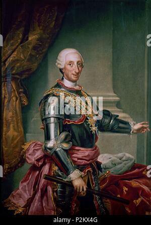 " Ritratto di Carlo III di Spagna", 1761, olio su tela, 1,53 x 1,10 m, inv. 93. Autore: Anton Raphael Mengs (1728-1779) (copy). Posizione: SENADO-PINTURA, MADRID, Spagna. Foto Stock