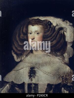 LA REINA MARIANA DE AUSTRIA ESPOSA DE Felipe IV - siglo XVII - BARROCO ESPAÑOL. Autore: Diego Velázquez (1599-1660) (atribuido). Posizione: MUSEO DE ARTE E HISTORIA, Genève, Svizzera. Foto Stock