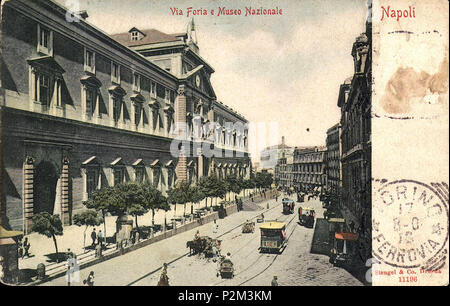 . Italiano: 'Napoli - Via Foria e Museo Nazionale'. Cartolina. Autore sconosciuto. Editore Stengel & Co. Dresda, cat. n° 11196. Xix secolo. lavoro derivato da Carlo Brogi la foto n° 10223. 52 MANN 24 Foto Stock