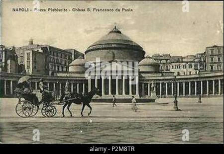 . Italiano: 'Napoli - Piazza Plebiscito. Chiesa di San Francesco da Paola'. Cartolina. Autore sconosciuto. inizio del XX secolo. Unknown 62 Napoli, Piazza Plebiscito 1 Foto Stock