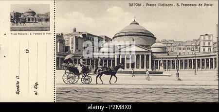 . Italiano: 'Napoli - Piazza Plebiscito. San Francesco da Paola'. Cartolina. Autore sconosciuto. L'immagine i dati si un dopo il 1885, anno in cui fu inaugurata la Fontana del Serino. dopo il 1885. Unknown 62 Napoli, Piazza Plebiscito e San Francesco di Paola 1 Foto Stock