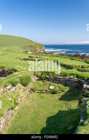 Antica e Pictish Norse insediamenti sulla Brough di Birsay Isola, Birsay, Continentale, Orkney Islands, Isole del Nord, Scozia, Regno Unito Foto Stock