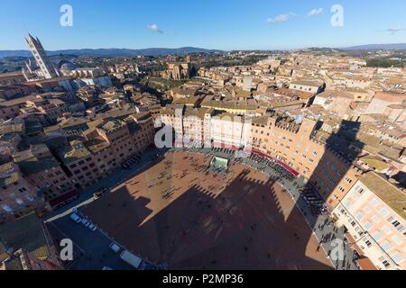 L'Italia, Toscana, Siena, centro storico elencati come patrimonio mondiale dall' UNESCO, Piazza del Campo Foto Stock