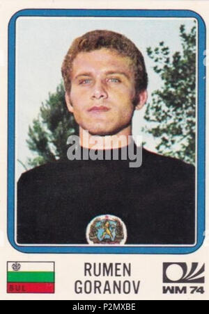 . Figurina Calciatori Panini Munchen74 n°252 Goranov . 1974 o versioni precedenti. Panini 78 Rumyancho Goranov 1974b Foto Stock