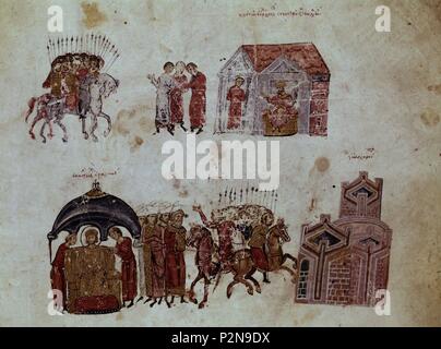 HISTORIA MATRITENSIS DT PG 11- HISTORIA DE LOS EMPERADORES BIZANTINOS desde el año 811 al 1057. Autore: John Skylitzes (XI sec.). Posizione: Biblioteca Nacional-COLECCION, MADRID, Spagna. Foto Stock