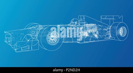 Velocità modello di auto. Disegno astratto. Filo-telaio. EPS10 formato. Vettore creati di 3d. Illustrazione Vettoriale