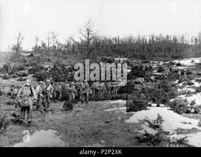 . Italiano: Soldati americani sul crinale del Belvedere (Montese) . 1945. Força Expedicionária Brasileira 83 soldati americani sul crinale del Belvedere (Montese) 01 Foto Stock