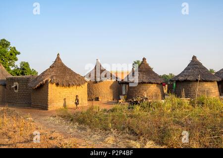 Il Burkina Faso, Regione di Cascades, Tengrela, tradizionali case di fango Foto Stock