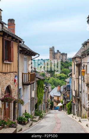 Francia, Aveyron, Najac, , etichettati Les Plus Beaux Villages de France (i più bei villaggi di Francia), il borgo medioevale e il castello Foto Stock