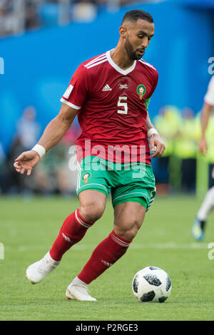 Mehdi BENATIA (MAR) con sfera di azione singola con sfera, azione a figura intera, ritratto, Marocco (MAR) - Iran (IRN) 0: 1, turno preliminare, gruppo B, gioco 4, il 15/06/2018 a San Pietroburgo; Coppa del Mondo di Calcio 2018 in Russia dal 14.06. - 15.07.2018. | Utilizzo di tutto il mondo Foto Stock