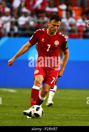 Mordovia Arena, Mordovia, Russia. 16 Giugno, 2018. Coppa del Mondo FIFA Football, gruppo C, Perù contro la Danimarca; William Kvist della Danimarca Credito: Azione Sport Plus/Alamy Live News Foto Stock