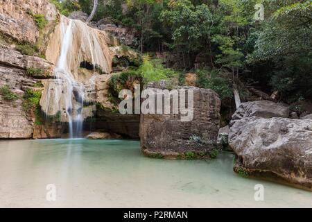 Madagascar, regione di Menabe, Bemaraha massiccio, fiume che scorre nel fiume Tsiribihina Foto Stock