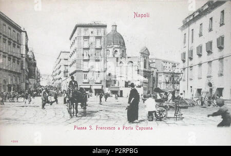 . Italiano: Piazza San Francesco a Porta Capuana, cartolina di Napoli. circa 1900. Trampetti e Migliaccio ed. 70 Piazza San Francesco a Porta Capuana - Napoli - inizio Novecento Foto Stock