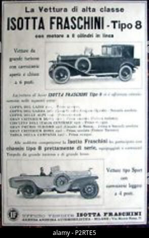 . Inglese: 1923 Isotta Fraschini Tipo 8 italiane ad. 1923. Isotta Fraschini 1 1923 Isotta Fraschini Tipo 8 annuncio italiano Foto Stock