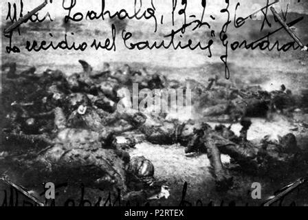 . Italiano: Mai Lahla, 13-2-1936 - XIV - L'eccidio, nel cantiere Gondrand . Il 13 febbraio 1936. 1 sconosciuto 1936AfricaOrientaleEccidioCantiereGondrand02 Foto Stock