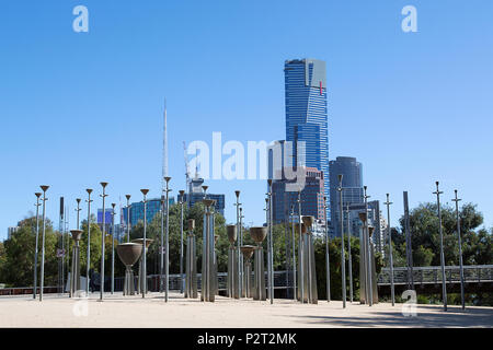 Melbourne, Australia: 09 Aprile 2018: Federazione campane è un impianto comprendente 39 campane capovolta. Situato in Birrarung Marr Park, Melbourne. Foto Stock