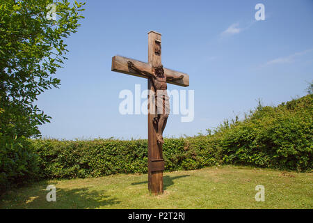 Croce di Calvery sul Santo isola di Caldey. I monaci cistercensi di Caldey continuare una tradizione iniziata in tempi dei Celti. Foto Stock