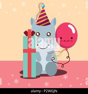 Graziosi animali buon compleanno Illustrazione Vettoriale