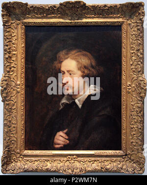 "Antoon Van Dyck", huile sur bois ( H. 64,9 cm ; l. 49,9 cm) réalisée vers 1627-1628 par Pierre Paul Rubens - OEuvre de la Royal Collection de Londres (N° INV. RCIN 404429). Photographie réalisée lors de l'exposition temporaire l'Europe de Rubens - Musée du Louvre (lente). 0 Antoon Van Dyck - P.P. Rubens - Royal Collection (1) Foto Stock