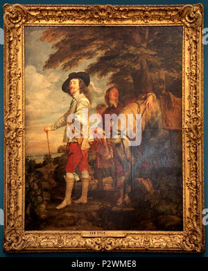 Charles Ier, roi d'Angleterre (1600-1649), Huile sur toile réalisée vers 1635. - Exposition temporaire L'Europe de Rubens au Musée du Louvre (lente). 0 Charles 1er d'Angleterre - Antoon Van Dyck (1) Foto Stock