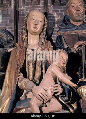 DETALLE DEL TRIPTICO DE LA EPIFANIA O DE LA ADORACION DE LOS REYES MAGOS - SIGLO XV - Gotico finale. Autore: Gil de Siloé (c. 1440-1501). Posizione: MUSEO DE LA COLEGIATA, COVARRUBIAS, BURGOS, Spagna. Foto Stock