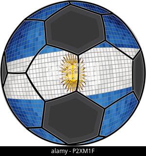 Bandiera dell'Argentina con pallone da calcio sfondo - Illustrazione, soccer football palla con battenti bandiera argentina, Abstract grunge vettore di mosaico Illustrazione Vettoriale