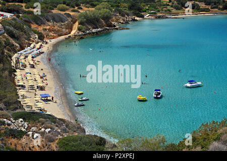 Spiaggia di Voulisma, Iston ("Kalo Chorio') village, Agios Nikolaos comune, Lassithi, Creta, Grecia. Foto Stock