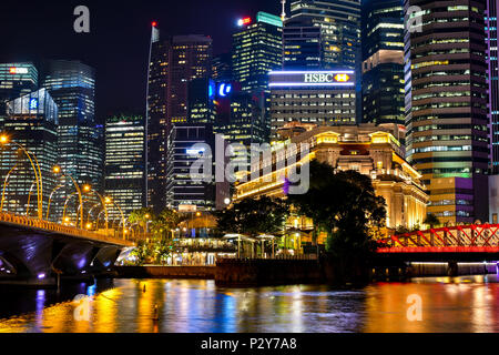 Singapore il Distretto Centrale degli Affari di notte Foto Stock