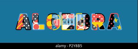 La parola il concetto di algebra scritto in astratto colorato la tipografia. EPS vettoriali 10 disponibili. Illustrazione Vettoriale