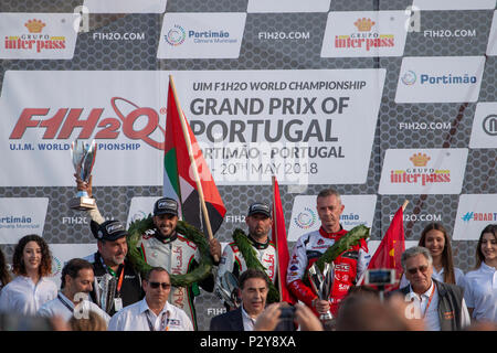 PORTIMAO, Portogallo : 20 MAGGIO 2018 - Pole position vincitori del portoghese Grand Prix - F1 Corse Powerboat evento del 2018 edizione che si terrà su porti Foto Stock