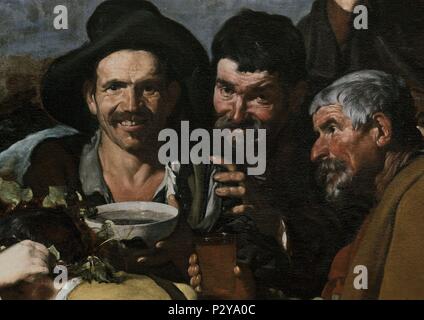 "Il Trionfo di Bacco, o i bevitori" (dettaglio), 1628-1629, olio su tela, P01170. Autore: Diego Velázquez (1599-1660). Posizione: Il MUSEO DEL PRADO-PINTURA, MADRID, Spagna. Foto Stock