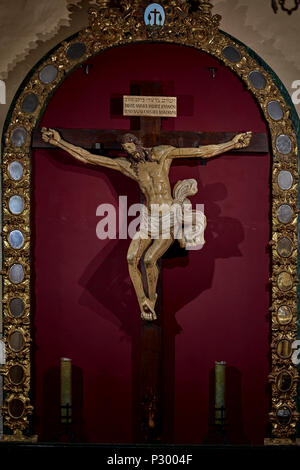 Cristo crocifisso manieristi del XVI secolo, Cristo del Humilladero. Si tratta di un vezzo derivata da Alonso Berruguete, Valladolid Foto Stock