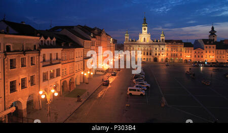 Repubblica ceca, Ceske Budejovice, Premysl Otakar II Square, Municipio Foto Stock