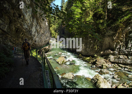 Oberstdorf, Germania, Sentiero escursionistico attraverso il Breitachklamm Felsenschlucht Foto Stock