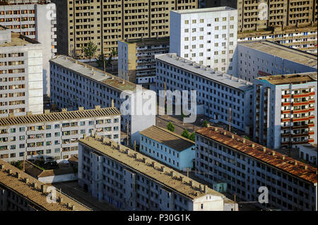 Pyongyang, Corea del nord, residenziale e edificio per uffici nel centro Foto Stock