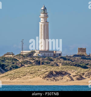 Capo Trafalgar Faro,a Caños de Meca, la provincia di Cadiz Cadice, Spagna Foto Stock