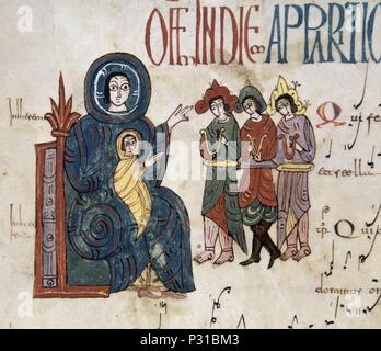 ANTIFONARIO MOZARABE SIGLO XI - Reyes Magos. Autore: ABAD I KILA. Posizione: CATEDRAL-ARCHIVO, LEON, Spagna. Foto Stock