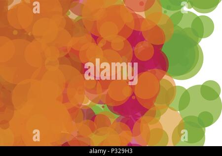 Rosso, arancione e verde bolle, grunge vettore di fondo. Spruzzi di inchiostro, Blot, degli spot. Acquerello gli spruzzi di vernice pattern, fluido Macchie Macchie di ba Illustrazione Vettoriale