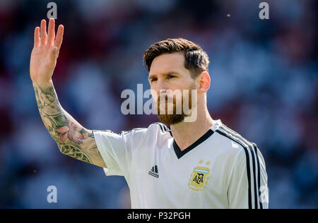 Mosca, Russland. 16 Giugno, 2018. Lionel Messi (Argentina) GES/calcio/World Cup 2018 Russia: Argentina - Islanda, 16.06.2018 GES/Soccer/calcio/World Cup 2018 Russia: Argentina vs. Islanda, città, 16 Giugno 2018 | Utilizzo di credito in tutto il mondo: dpa/Alamy Live News Foto Stock