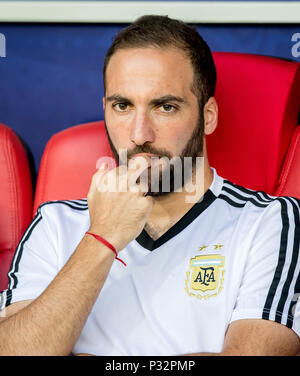 Mosca, Russland. 16 Giugno, 2018. Gonzalo Higuain (Argentina) GES/calcio/World Cup 2018 Russia: Argentina - Islanda, 16.06.2018 GES/Soccer/calcio/Coppa del Mondo 2018 Russia: Argentina vs. Islanda, città, 16 Giugno 2018 | Utilizzo di credito in tutto il mondo: dpa/Alamy Live News Foto Stock