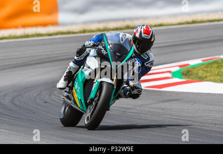 ALEX Crivillé con l'ENEL MOTOE BIKE durante la gara della MotoGP di gara del Gran Premio della Catalogna sul Circuito de Barcelona pista di Montmelo, vicino a Barcellona il 17 giugno 2018 (Foto: Alvaro Sanchez) Foto Stock