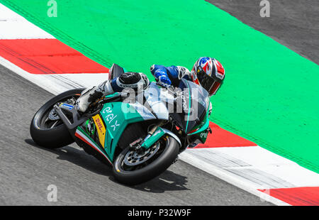 ALEX Crivillé con l'ENEL MOTOE BIKE durante la gara della MotoGP di gara del Gran Premio della Catalogna sul Circuito de Barcelona pista di Montmelo, vicino a Barcellona il 17 giugno 2018 (Foto: Alvaro Sanchez) Foto Stock