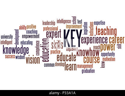 Chiave - Mantenere educare se stessi, word cloud concetto su sfondo bianco. Foto Stock