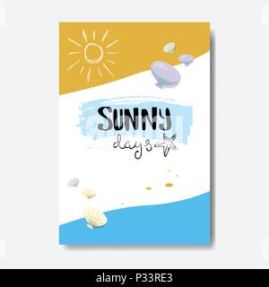 Giornate di sole il badge isolato disegno tipografica etichetta. Stagione Vacanze scritte per il logo,Modelli, invito biglietto di auguri, poster e stampe. Illustrazione Vettoriale