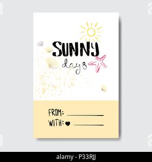 Giornate di sole il badge isolato disegno tipografica etichetta. Stagione Vacanze scritte per il logo,Modelli, invito biglietto di auguri, poster e stampe. Illustrazione Vettoriale